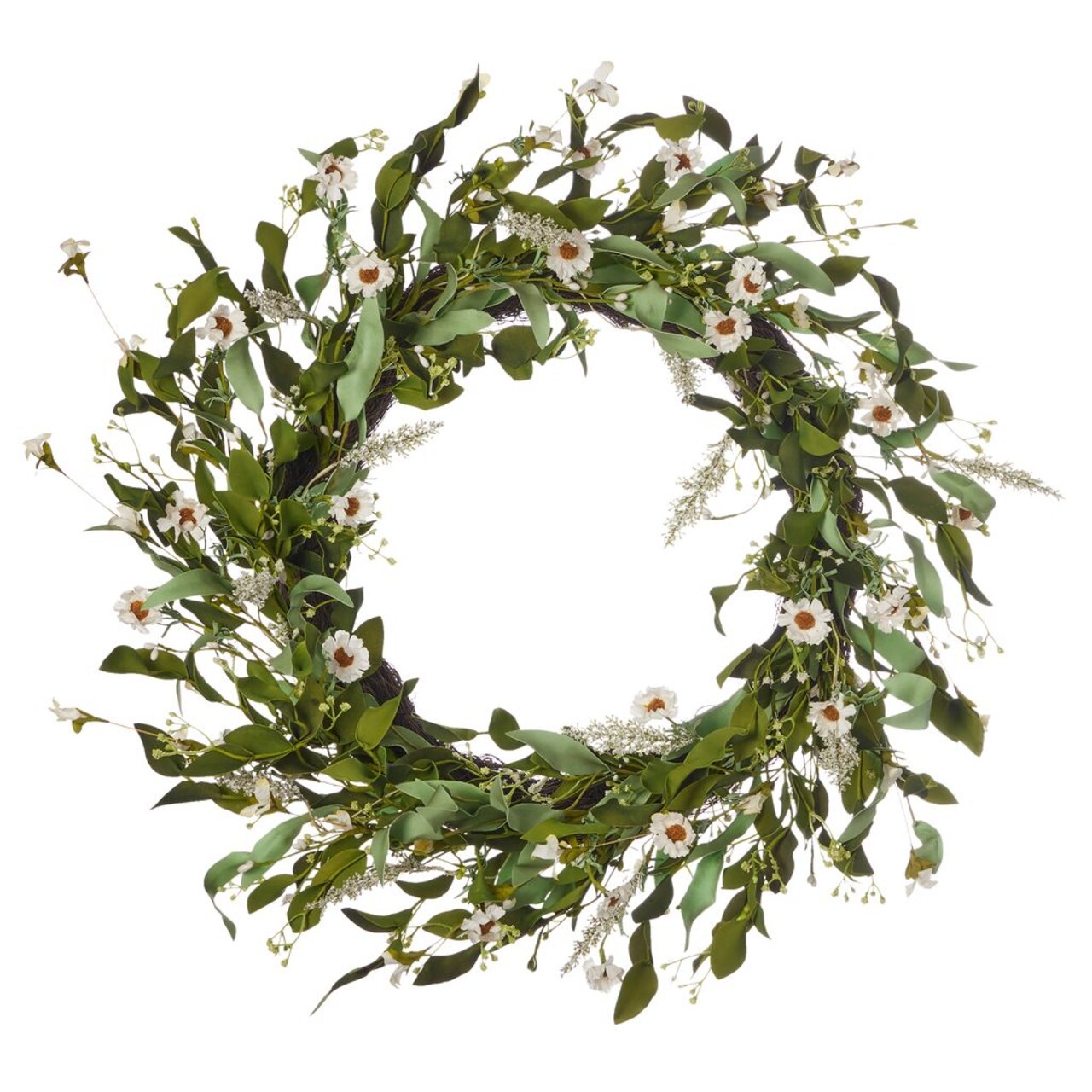 Spring Eloise 26in Wreath w/ Artificial Wild Daisy, Gyp Seeds, & Veronica
